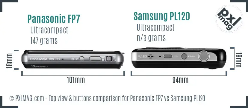 Panasonic FP7 vs Samsung PL120 top view buttons comparison