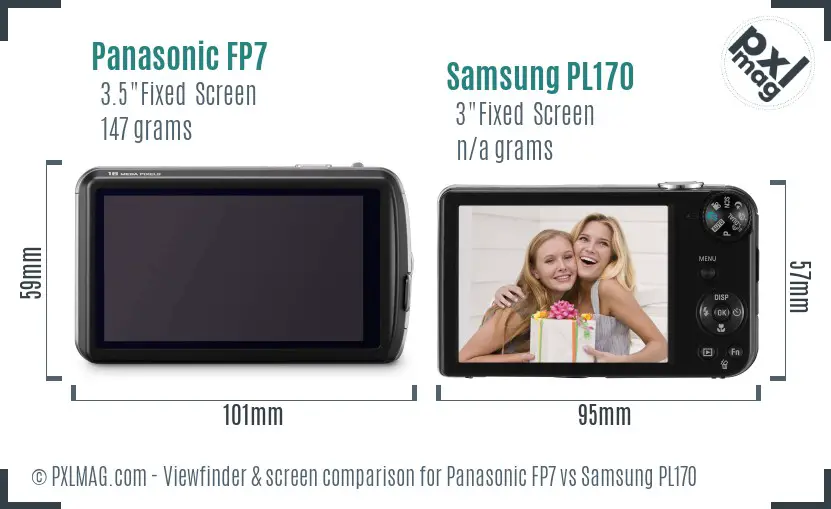 Panasonic FP7 vs Samsung PL170 Screen and Viewfinder comparison
