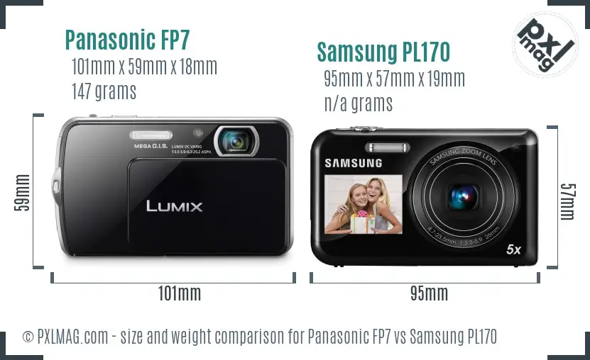 Panasonic FP7 vs Samsung PL170 size comparison