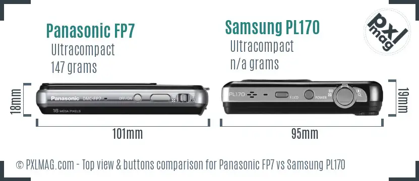Panasonic FP7 vs Samsung PL170 top view buttons comparison