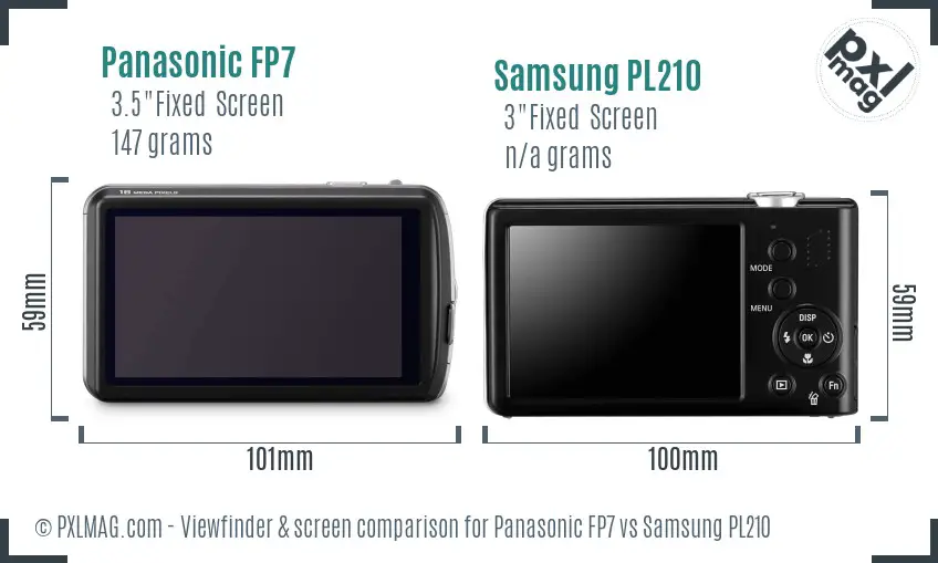 Panasonic FP7 vs Samsung PL210 Screen and Viewfinder comparison