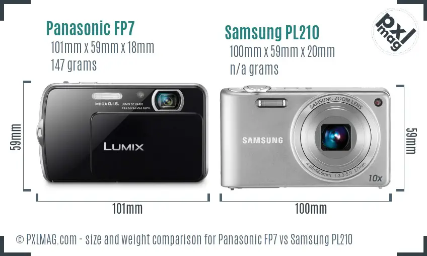 Panasonic FP7 vs Samsung PL210 size comparison