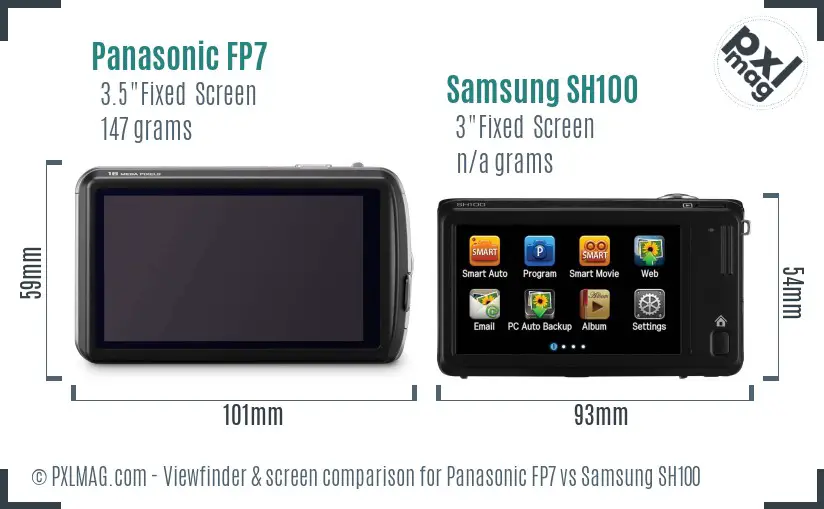 Panasonic FP7 vs Samsung SH100 Screen and Viewfinder comparison Panasonic FP7 vs Samsung SH100 Screen and Viewfinder comparison