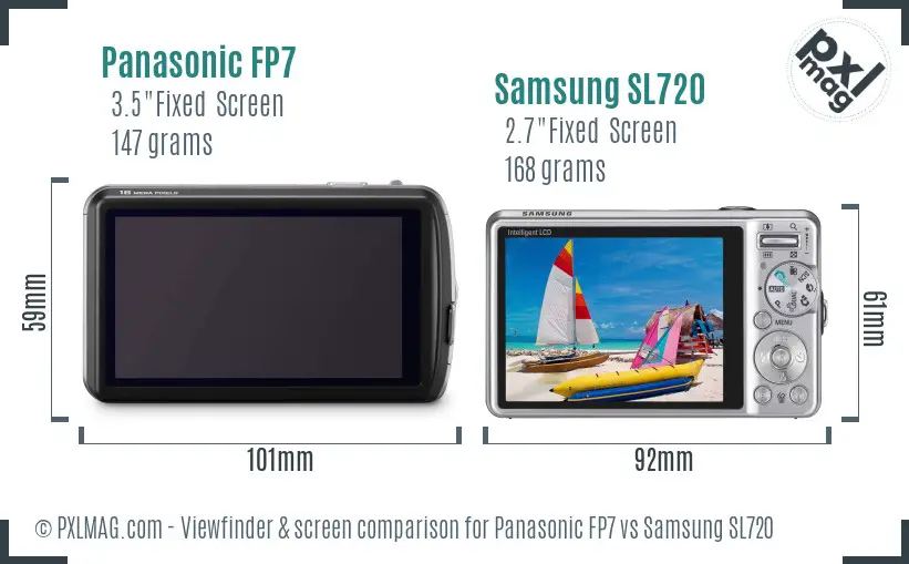 Panasonic FP7 vs Samsung SL720 Screen and Viewfinder comparison