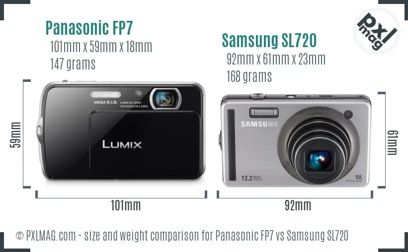 Panasonic FP7 vs Samsung SL720 size comparison