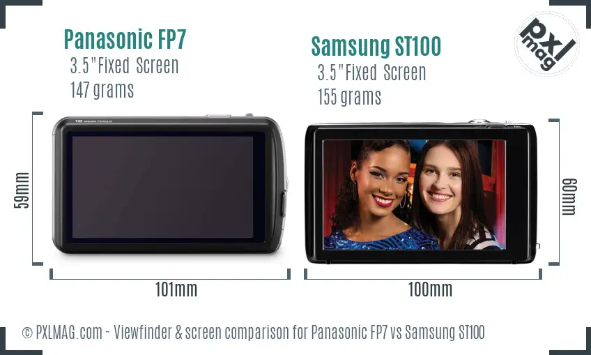 Panasonic FP7 vs Samsung ST100 Screen and Viewfinder comparison