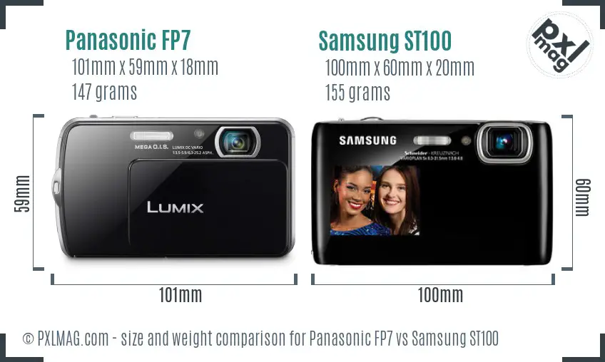 Panasonic FP7 vs Samsung ST100 size comparison