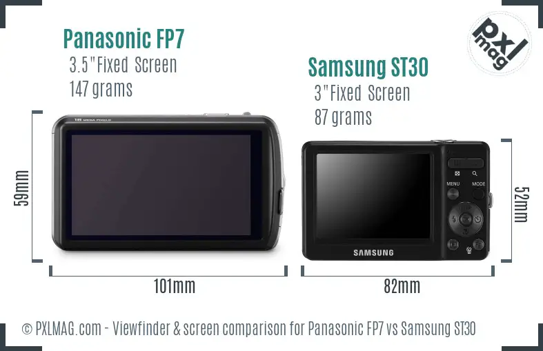 Panasonic FP7 vs Samsung ST30 Screen and Viewfinder comparison