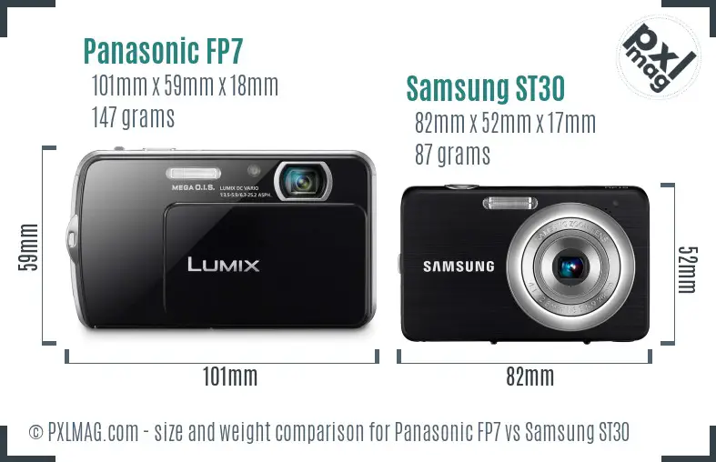 Panasonic FP7 vs Samsung ST30 size comparison