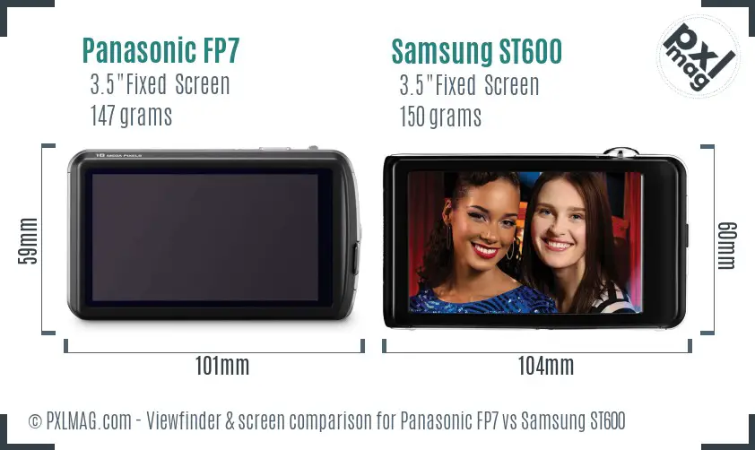 Panasonic FP7 vs Samsung ST600 Screen and Viewfinder comparison