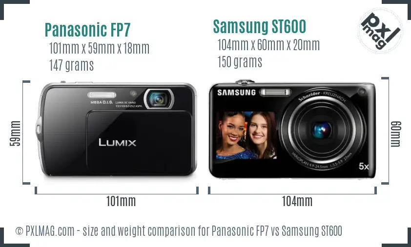 Panasonic FP7 vs Samsung ST600 size comparison