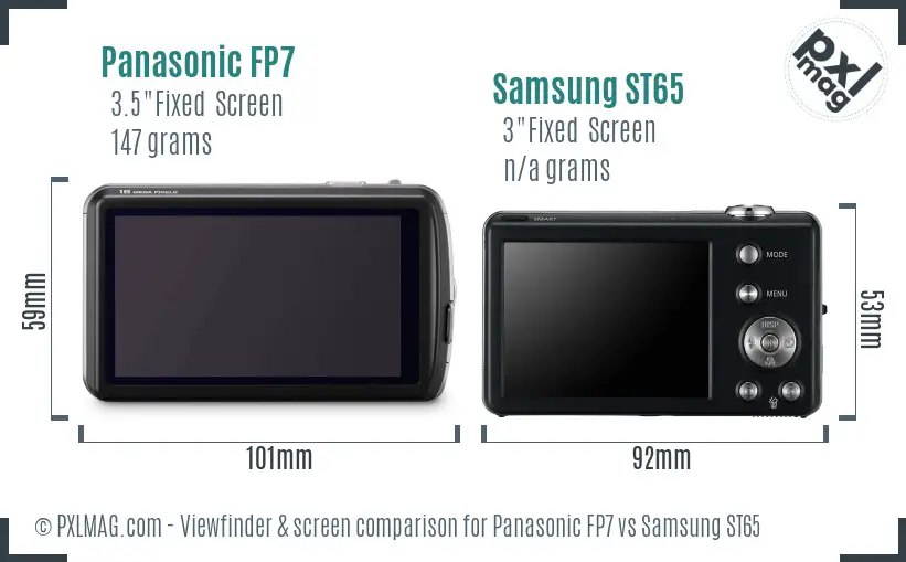 Panasonic FP7 vs Samsung ST65 Screen and Viewfinder comparison