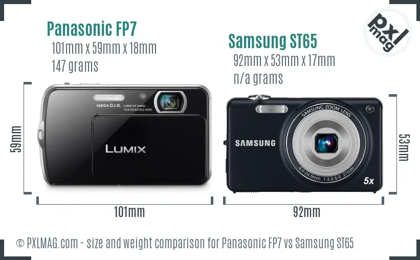 Panasonic FP7 vs Samsung ST65 size comparison