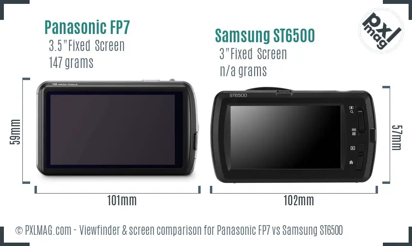 Panasonic FP7 vs Samsung ST6500 Screen and Viewfinder comparison
