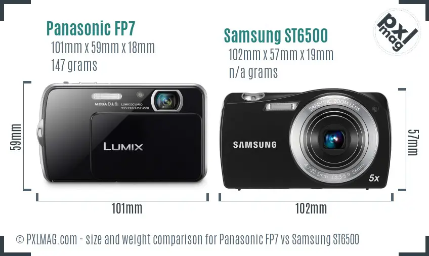 Panasonic FP7 vs Samsung ST6500 size comparison