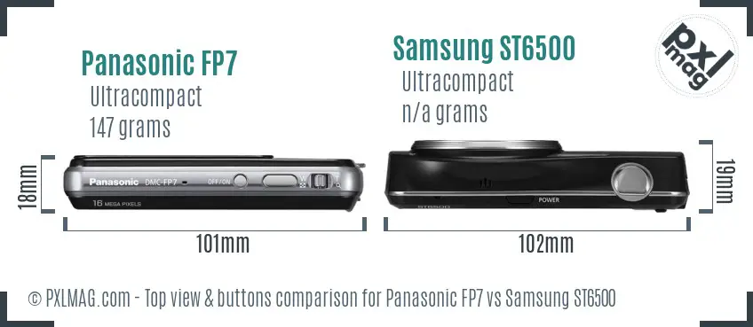 Panasonic FP7 vs Samsung ST6500 top view buttons comparison