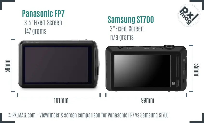 Panasonic FP7 vs Samsung ST700 Screen and Viewfinder comparison