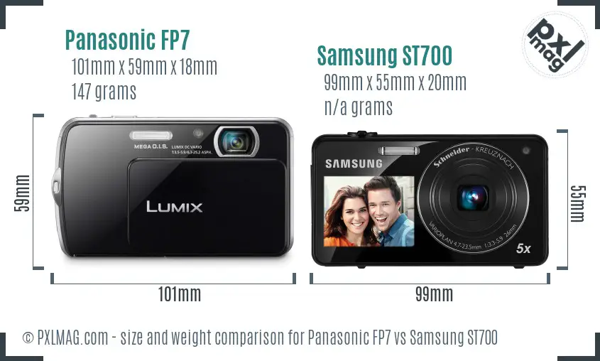 Panasonic FP7 vs Samsung ST700 size comparison