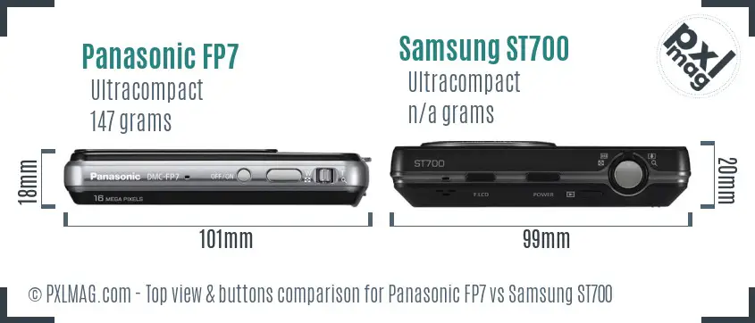 Panasonic FP7 vs Samsung ST700 top view buttons comparison