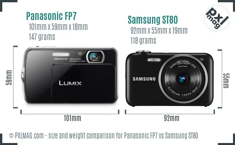 Panasonic FP7 vs Samsung ST80 size comparison