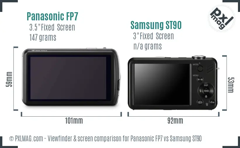 Panasonic FP7 vs Samsung ST90 Screen and Viewfinder comparison