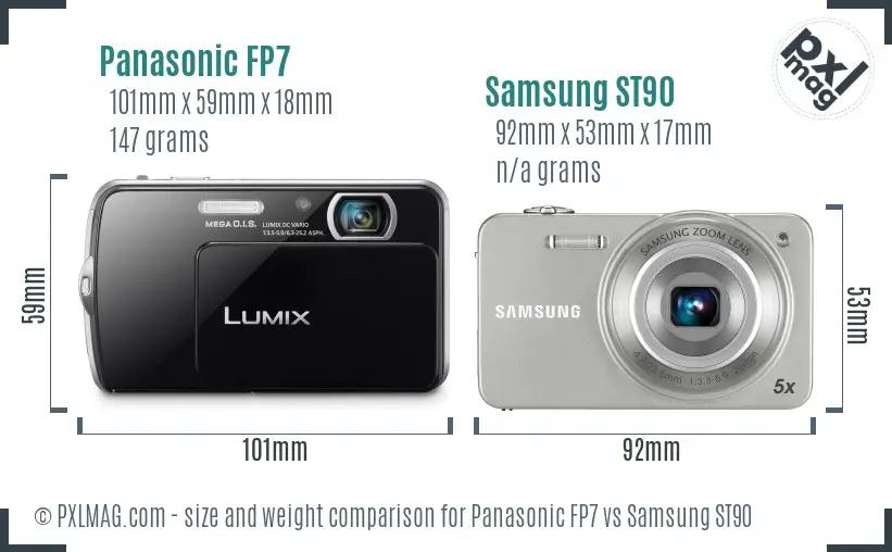 Panasonic FP7 vs Samsung ST90 size comparison