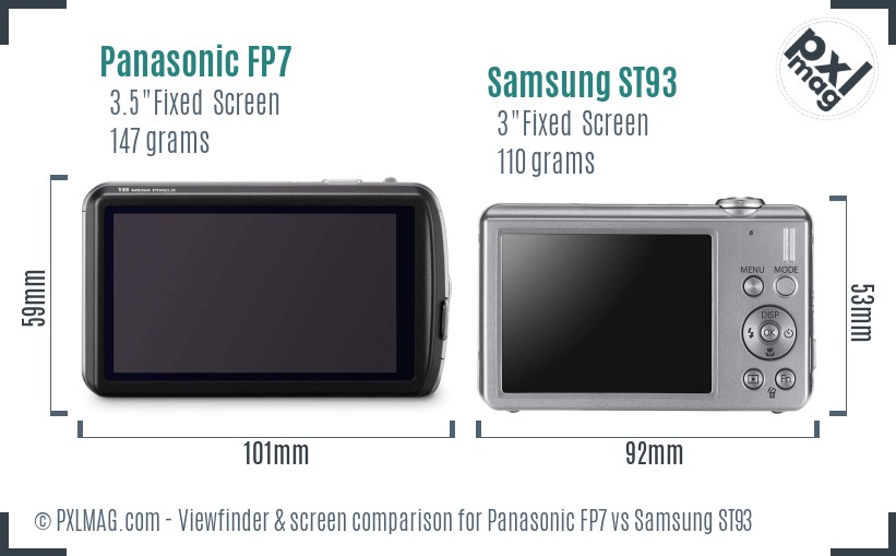 Panasonic FP7 vs Samsung ST93 Screen and Viewfinder comparison