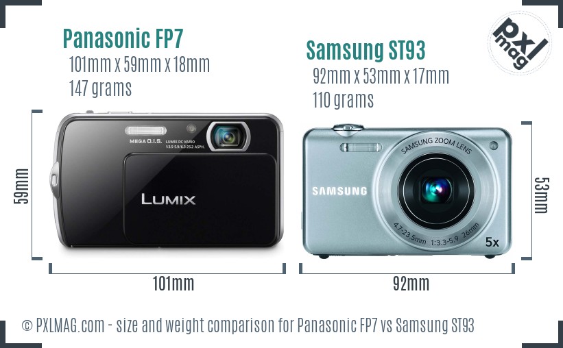 Panasonic FP7 vs Samsung ST93 size comparison
