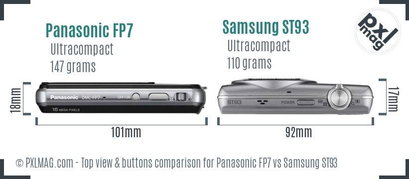 Panasonic FP7 vs Samsung ST93 top view buttons comparison