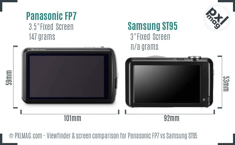 Panasonic FP7 vs Samsung ST95 Screen and Viewfinder comparison