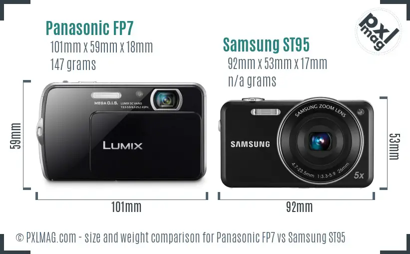 Panasonic FP7 vs Samsung ST95 size comparison