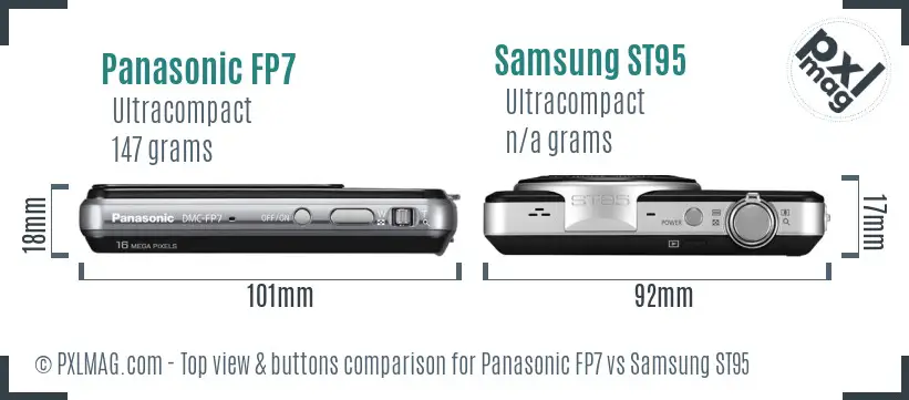 Panasonic FP7 vs Samsung ST95 top view buttons comparison