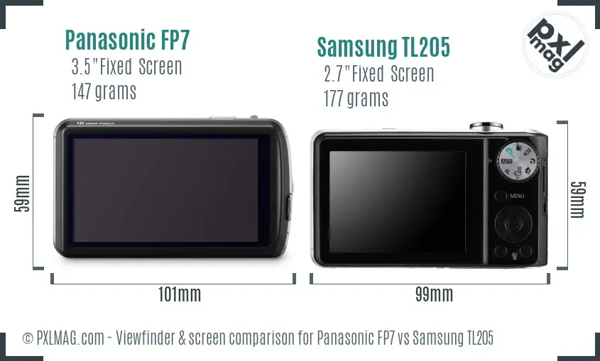 Panasonic FP7 vs Samsung TL205 Screen and Viewfinder comparison Panasonic FP7 vs Samsung TL205 Screen and Viewfinder comparison