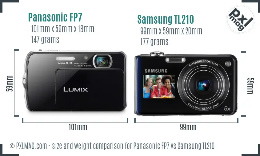 Panasonic FP7 vs Samsung TL210 size comparison Panasonic FP7 vs Samsung TL210 size comparison