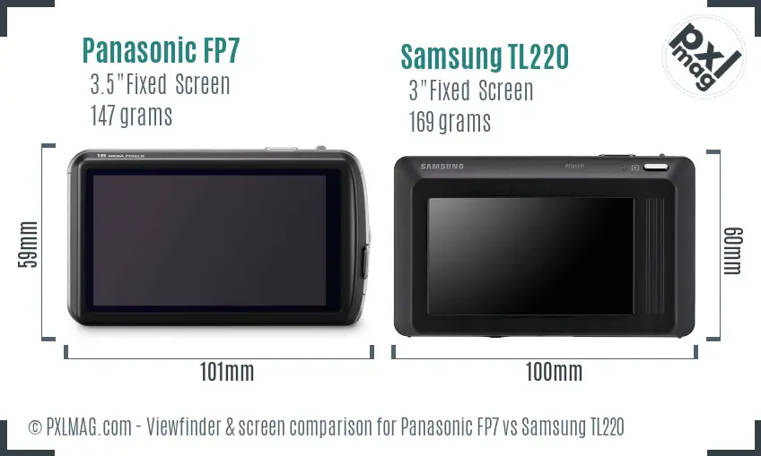 Panasonic FP7 vs Samsung TL220 Screen and Viewfinder comparison