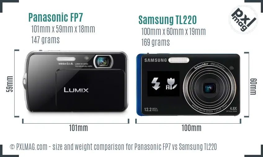 Panasonic FP7 vs Samsung TL220 size comparison