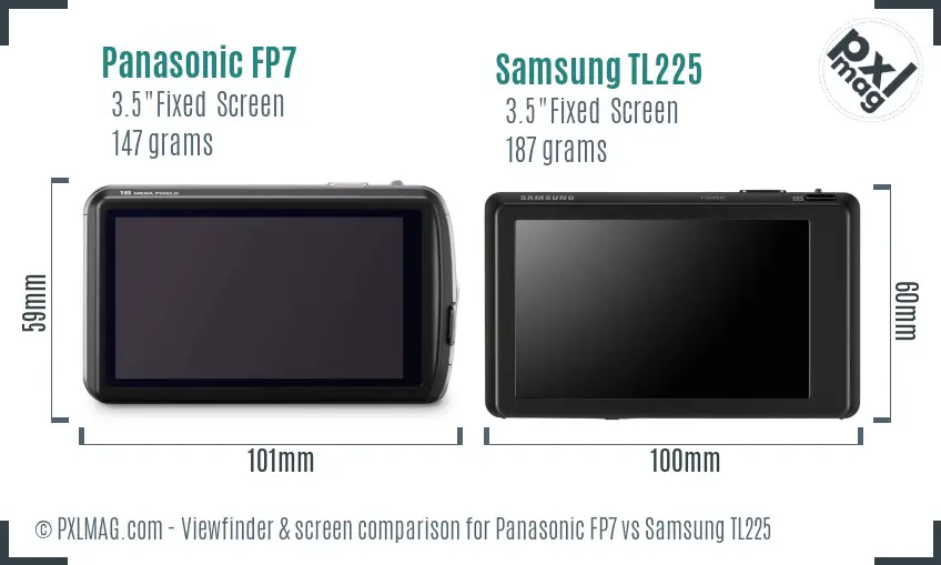 Panasonic FP7 vs Samsung TL225 Screen and Viewfinder comparison
