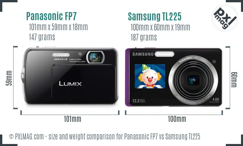 Panasonic FP7 vs Samsung TL225 size comparison