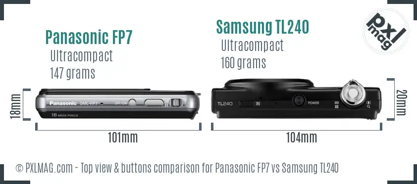 Panasonic FP7 vs Samsung TL240 top view buttons comparison Panasonic FP7 vs Samsung TL240 top view buttons comparison