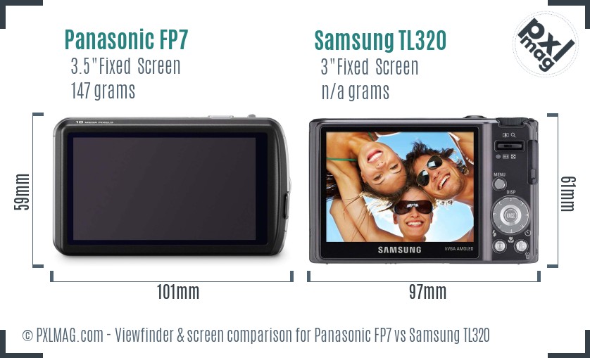 Panasonic FP7 vs Samsung TL320 Screen and Viewfinder comparison