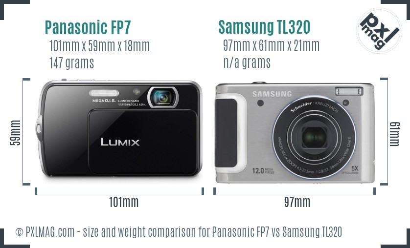 Panasonic FP7 vs Samsung TL320 size comparison