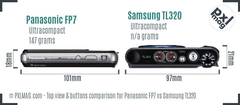 Panasonic FP7 vs Samsung TL320 top view buttons comparison