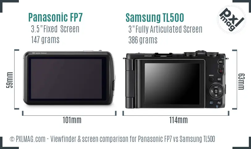 Panasonic FP7 vs Samsung TL500 Screen and Viewfinder comparison