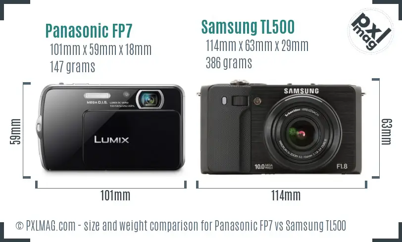 Panasonic FP7 vs Samsung TL500 size comparison