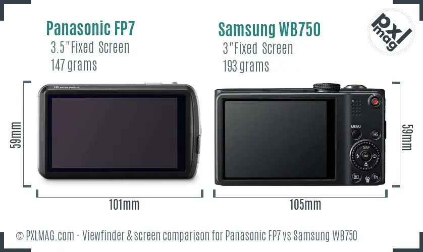 Panasonic FP7 vs Samsung WB750 Screen and Viewfinder comparison