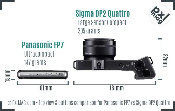 Panasonic FP7 vs Sigma DP2 Quattro top view buttons comparison