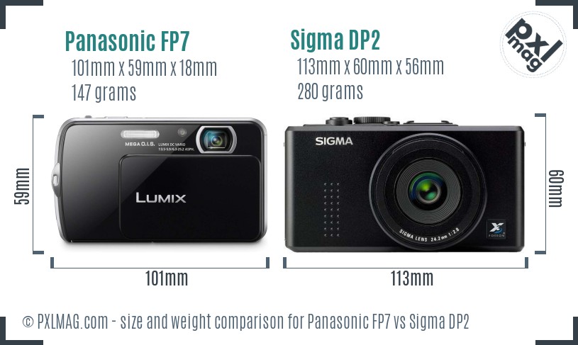 Panasonic FP7 vs Sigma DP2 size comparison