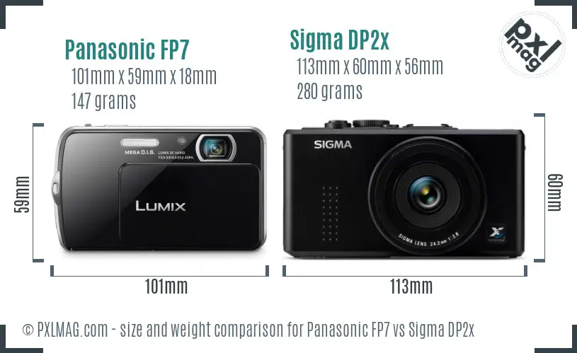 Panasonic FP7 vs Sigma DP2x size comparison