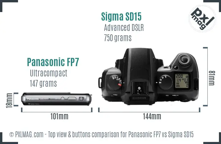 Panasonic FP7 vs Sigma SD15 top view buttons comparison