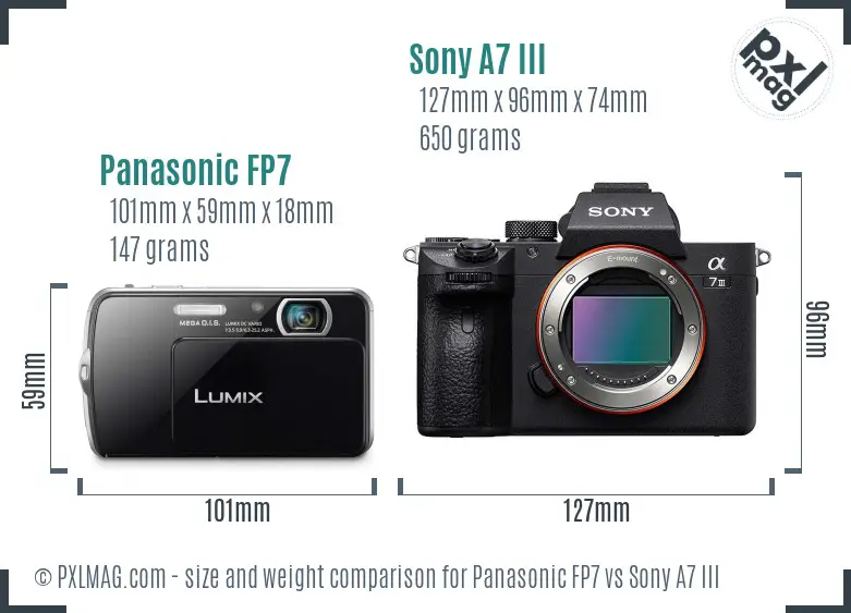 Panasonic FP7 vs Sony A7 III size comparison